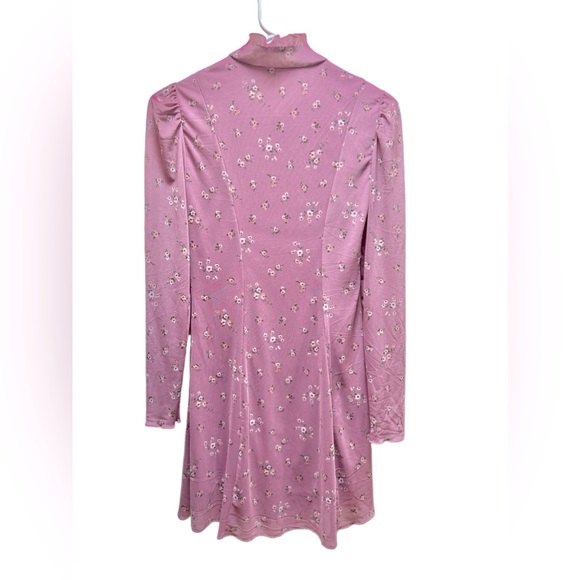 No Comment Floral Fit and Flare Mauve Mini Dress Womens Small - Picture 3 of 4